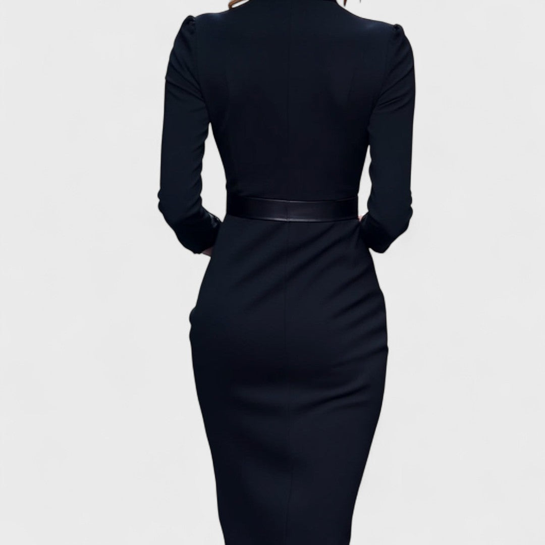 Hermione – Refined Black Dress with Belt