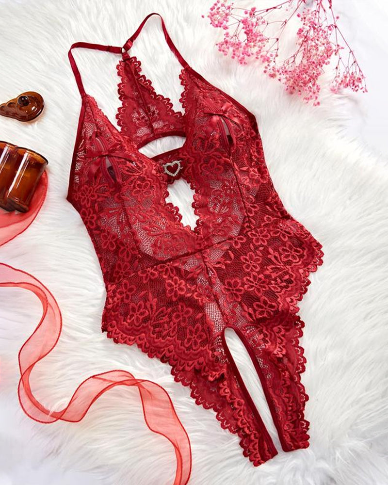 Sexy Lace Open Crotch Teddies Bodysuit