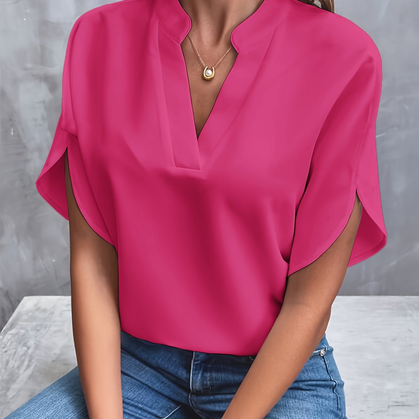Melanie - Classic V-Neck Blouse