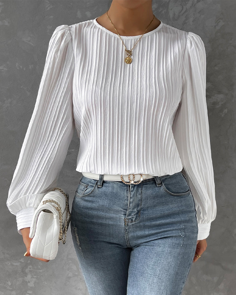 MARLEY | PLEATED LANTERN SLEEVE TOP FOR WOMEN