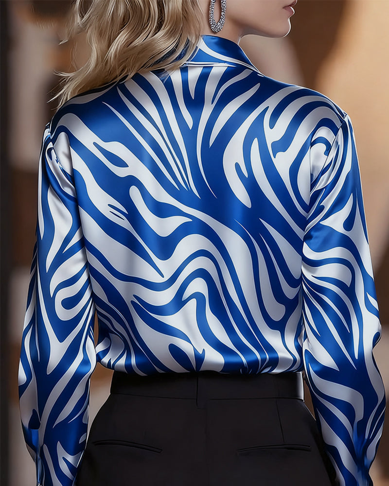 Sienna - Elegant Satin Zebra Blouse