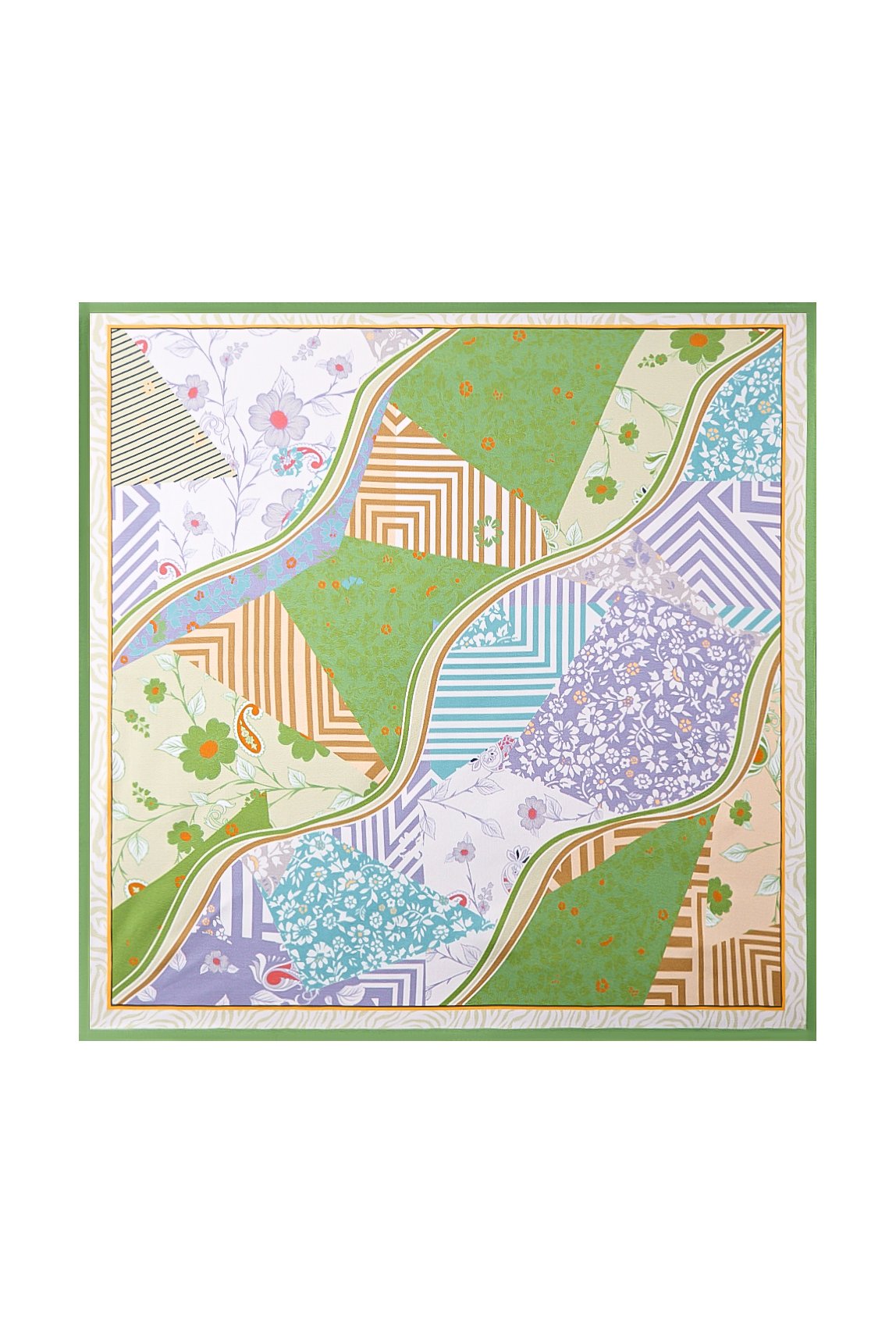 Pure Silk Pattern Stitching Square Scarf - Size 53x53cm