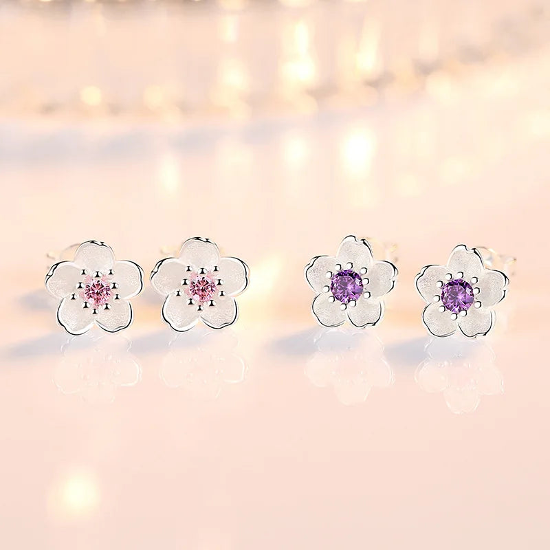 Zircon Flower Stud Earrings